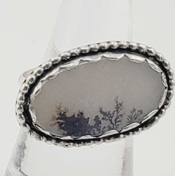 DENDRITIC AGATE RING HANDMADE IN STERLING SILVER METAL SIZE 7.5 - Picture 4 of 12